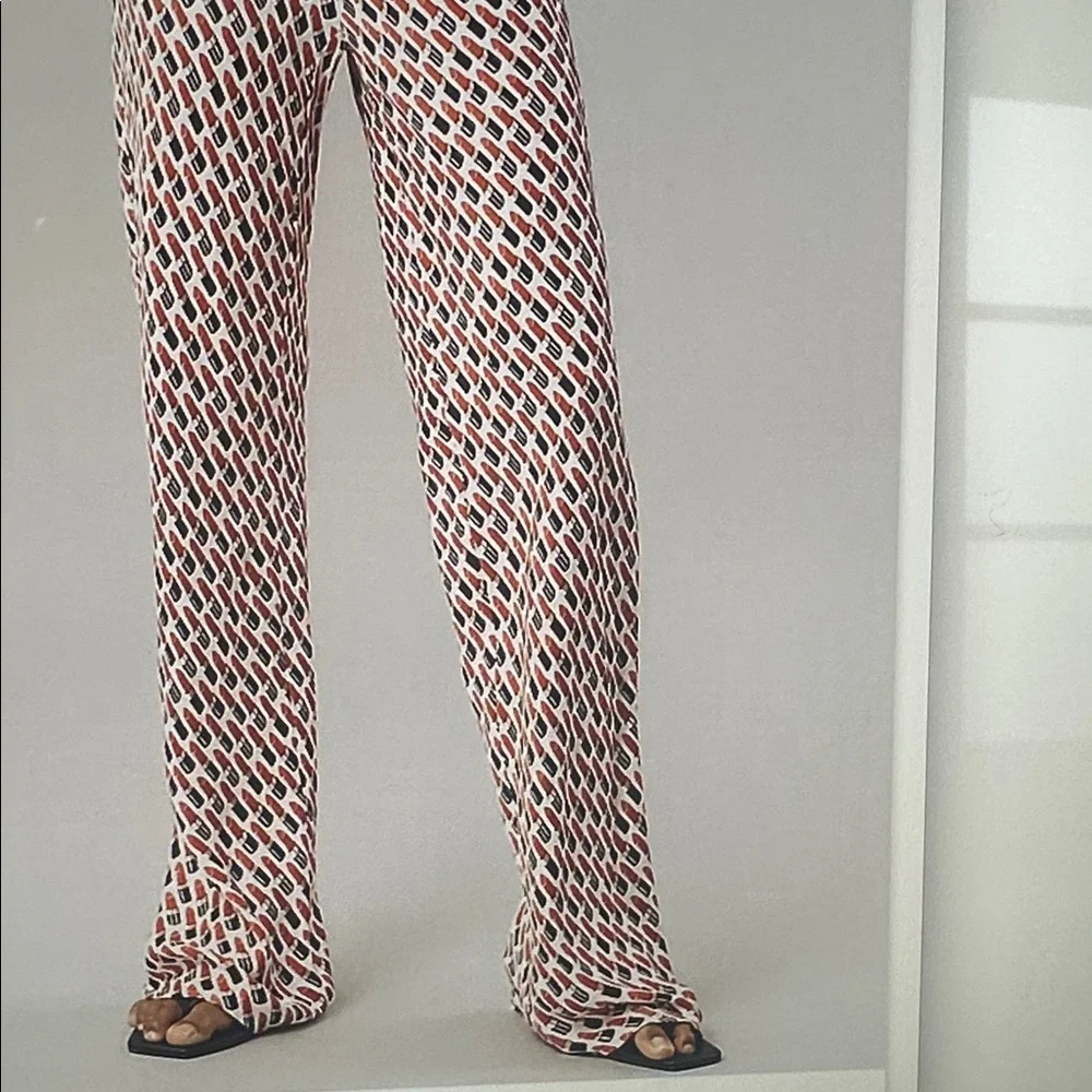 Anthropologie The Tilda Pants: Lipstick Print in  Size Small Tall - Picture 4 of 7